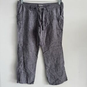 Horny Toad Pants Womens Sz 10 Gray Linen Straight Leg Capri  Vacation Beach